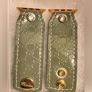 💚Upcycled Gucci Patent Sage Micro Guccissima leather Apple Watch band
